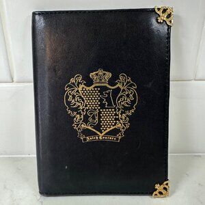 Juicy Couture Vintage Y2K Black & Gold Leather Passport Holder Case Travel